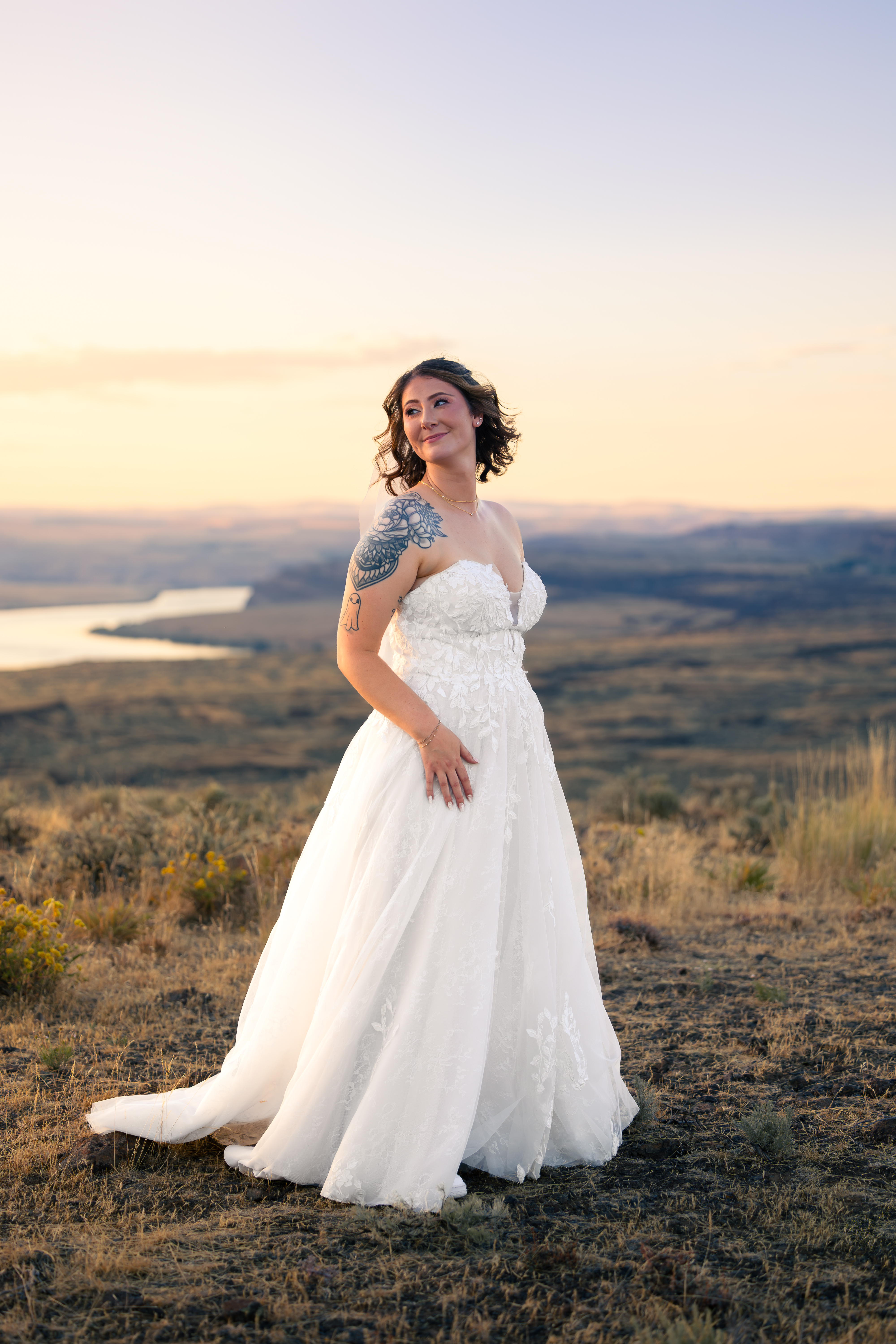 Couple at golden hour in the PNW